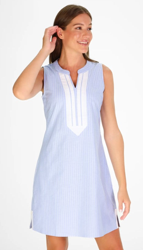 Duffield Lane Grand Dress in Sky Oxford Stripe