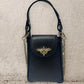 Genuine Italian Leather Butterfly Clutch + Crossbody Black