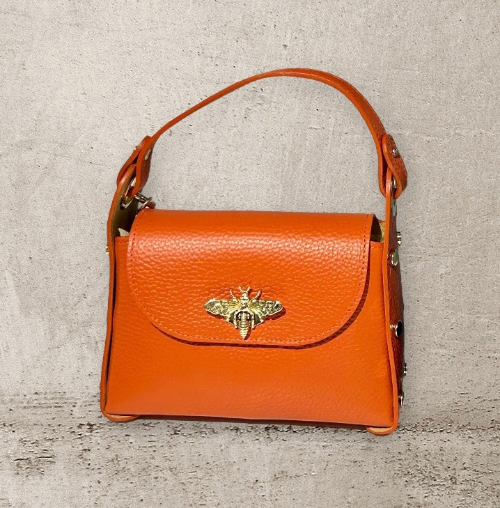 Genuine Italian Leather Butterfly Mini Bag Orange