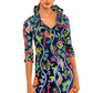 RUFFLE NECK DRESS IN JUNGLE SYMPONY PRINT