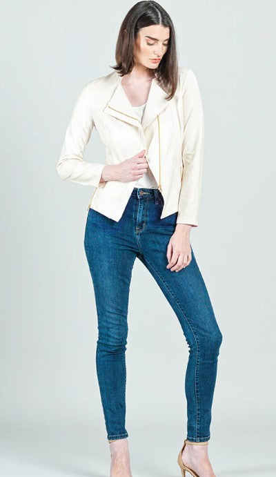 IVORY LIQUID LEATHER JACKET