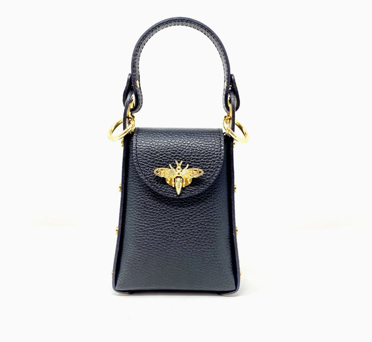 Genuine Italian Leather Butterfly Clutch + Crossbody Black