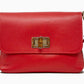 Genuine Italian Leather Clutch and Crossbody Bag Red