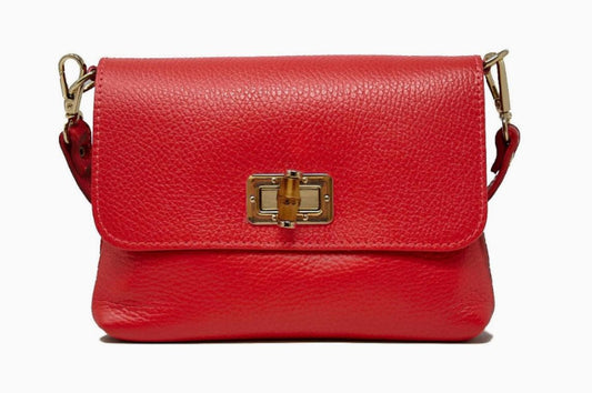 Genuine Italian Leather Clutch and Crossbody Bag Red