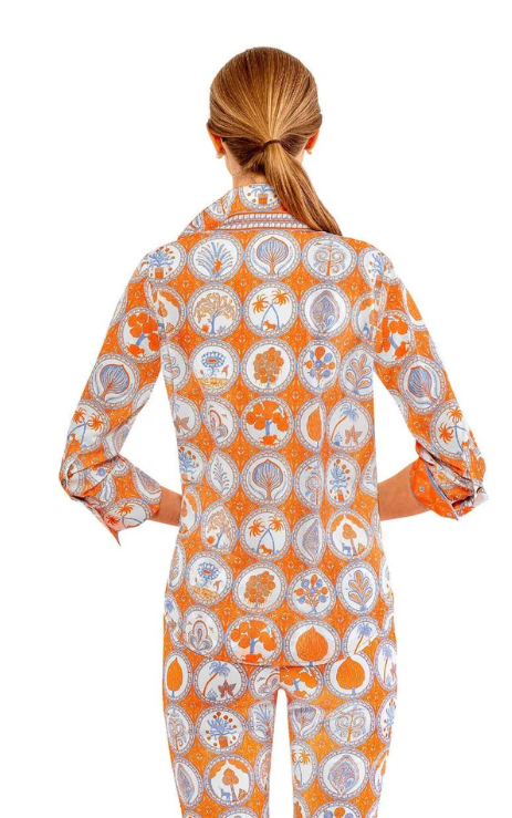 LONG SLEEVE BOYFRIEND SHIRT-CIRCLE OF LOVE PRINT