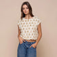 Sequin Fringe Sleeveless Cream Top